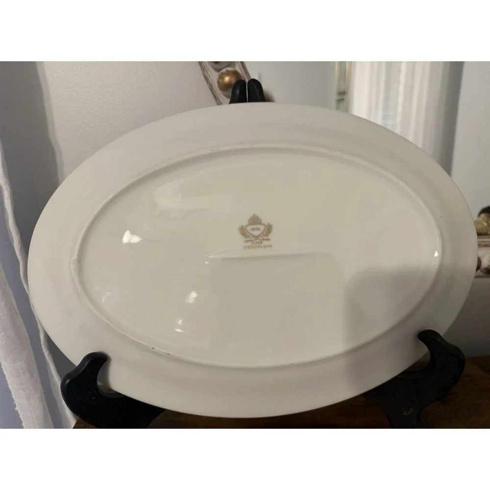 Vintage GNA Fine Porcelain GNA9 Gold Encrusted Oval Serving Platter 16
